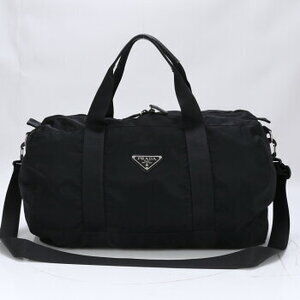 Prada Tessuto nylon leather Boston bag crossbody travel shoulder black